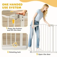 PawHut Metal 74-87cm Adjustable Pet Gate Safety Barrier w/ Auto-Close Door White(m-6)