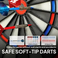 SPORTNOW Elektronische Dartscheibe Beleuchtetes elektronisches Dartspiel übergroßes wiederaufladbares LED-Display schwarz(m-4)