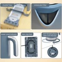 HOMCOM Sleek Textured Kettle and Toaster Set - Blue(m-9)