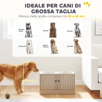 PawHut Portaciotole per Cani con 2 Ciotole da 2L in Acciaio Inox e Armadietto Inferiore, in Legno, 60x30x35.5 cm, Rovere(m-9)
