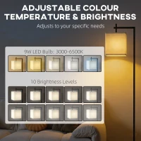 HOMCOM Floor Lamp for Living Room, 66" Modern Tall Standing Lamp with Adjustable Colour Temperatures & 10 Brightness Levels, Remote Control and Foot Switch for Bedroom Office, 9W LED Bulb Included(m-6)