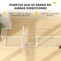 PawHut Barrera para Perros Plegable Valla para Mascotas de 6 Paneles Puerta con Cierre Doble para Escalera Pasillo Blanco(m-7)