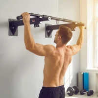 HOMCOM Barre de traction barre de Fitness fixation murale support sac de frappe ou sangles TRX intégré charge max. 150 Kg acier noir(m-9)