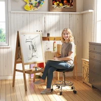 HOMCOM Verstelbare Rolstoel met Rugleuning Draaikruk 59-75 cm Werkstoel 360° Draaibaar Zwart(m-2)