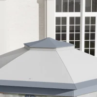 Outsunny Tenda Pieghevole 4x3,4 m con Doppio Tetto 6 Zanzariere Rimovibili e Borsa di Trasporto Anti-UV Grigio(m-4)