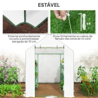 Outsunny Estufa de Jardim de 3 Níveis com 12 Prateleiras Porta Enrolável Janelas Anti-UV Cobertura de PE  140x213x190 cm Branco(m-7)