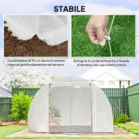 Outsunny Serra a Tunnel con 2 Aste Rimovibili e Porte e Finestre a Rete, in Acciaio Zincato e PE, 396x300x200 cm, Bianco(m-8)