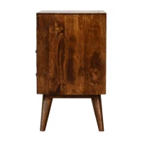 Solid Mango Wood Bedside Cabinet with 2 Smooth‑gliding Drawers, Classic Nightstand with Open Shelf, 35L x 45W x 60H cm, Brown(m-9)