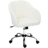 HOMCOM 46-56 cm Velvet-feel Office Chair - Cream(m-11)