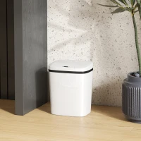 HOMCOM Automatischer Küchenmülleimer 15 L, berührungsloser Bewegungssensor-Mülleimer, 27,6 x 21,4 x 33,5 cm, weiß(m-6)