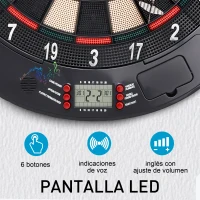 HOMCOM Diana Electrónica Digital Diana con 6 Dardos hasta 8 Jugadores Marcador Puertas Laterales Pantalla LCD y 26 Juegos 44x4,4x50 cm Negro(m-5)