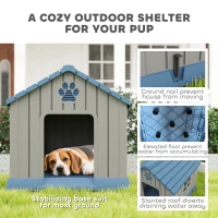 PawHut Dog Kennel Outdoor for Medium Dogs, Waterproof Plastic Dog House for Garden, Patio, 85 x 79 x 82 cm, Grey(m-4)