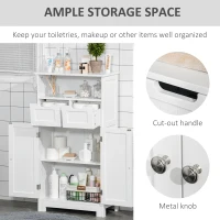 kleankin Bathroom Cabinet, Free Standing Bathroom Storage Cabinet with 2 Drawers and Adjustable Shelf, Small Bathroom Storage Unit, White(m-5)