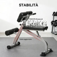 SPORTNOW Panca Romana Regolabile e Pieghevole Multifunzione, Capacità 150 kg, Argento(m-6)