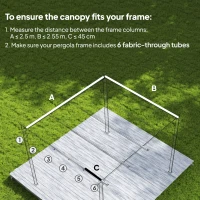 Outsunny Retractable Pergola Cover, 2.55 x 2.5 m Replacement Canopy Fabric for 3 x 3 m Frame, Roof Top Only, Beige(m-4)