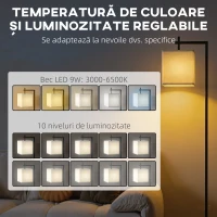 HOMCOM Lampă de podea 10 niveluri luminozitate și temperatură reglabilă cu telecomandă, negru(m-6)