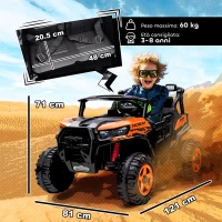 AIYAPLAY Macchina Elettrica per Bambini 3-8 Anni 24V a 2 Posti, Doppio Motore, Telecomando e Soft Start, Arancione(m-3)