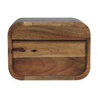 Solid Wood Floating Bedside Table with Open-Curve Wall-Mounted Design, Hand-Finished Desk with 2 Shelves, 25L x 35W x 25H cm, Brown(m-11)