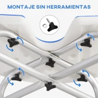 HOMCOM Silla de Ducha Antideslizante con Barra de Agarre con Ventosas Altura Regulable y Asiento en Forma de U Azul(m-6)
