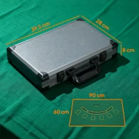 SPORTNOW Set de Poker pentru 10 Jucători cu 400 Jetoane, 2 Pachete de Cărți, 5 Zaruri, Geantă și Covor de Joc, 39,5x28x8 cm, Multicolor(m-3)