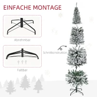 HOMCOM Künstlicher Weihnachtsbaum 225 cm Bleistift Kiefernbaum mit Schnee, 738 Spitzen für drinnen(m-6)
