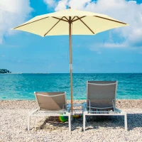 Outsunny Parasol de jardin extérieur parasol droit double toit Hexagonal Grande Taille de Jardin Ø 2,5 x 2,3H m Bois de Bambou crème(m-10)