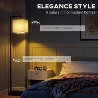 HOMCOM Floor Lamp for Living Room, 66" Modern Tall Standing Lamp with Adjustable Colour Temperatures & 10 Brightness Levels, Remote Control and Foot Switch for Bedroom Office, 9W LED Bulb Included(m-4)