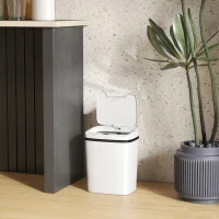 HOMCOM Automatischer Küchenmülleimer 15 L, berührungsloser Bewegungssensor-Mülleimer, 27,6 x 21,4 x 33,5 cm, weiß(m-4)