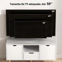 HOMCOM Móvel de TV com Gaveta para Televisores de até 50 Polegadas Aparador de Sala de Estar 110x40x50 cm Branco(m-6)