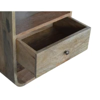 100% Solid Wood London Bedside Table with Drawer and 2 Open Slots, Bedside Cabinet with Stain-Finished, 35L x 40W x 55H cm, Brown(m-5)