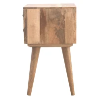 Solid Mango Wood Bedside Table with Nordic Legs and Clear Natural Finish, Bedside Cabinet with 2 Drawers, 35L x 45W x 57H cm, Brown(m-8)