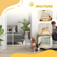 PawHut Cancellino per Cani di Sicurezza Estensibile da 76-107cm Montaggio a Pressione, Metallo e Plastica, Bianco(m-4)