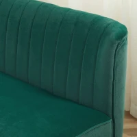 HOMCOM Canapea design retro 2 locuri, picioare din lemn, 117 cm x 56,5 cm x 77 cm, Verde închis(m-4)