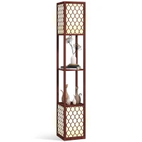 HOMCOM Duo Light Floor Shelves - Brown(m-10)