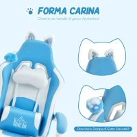 HOMCOM Sedia da Gaming Reclinabile con Poggiapiedi e Cuscini, in Finta Pelle e Spugna, 65x62x116-124 cm, Bianco e Rosa(m-4)