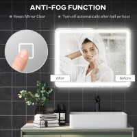 HOMCOM Oglindă de Baie LED Touch cu Lumină Dimmabilă, la 3 Temperaturi și Antiaburire, 70x90 cm(m-6)