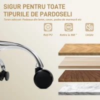 HOMCOM Scaun de birou cu suport pentru picioare și tetieră, din piele PU, spumă și metal, 76x73x117-125 cm, crem(m-8)