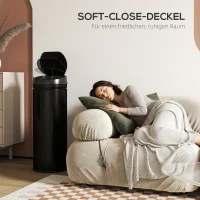 HOMCOM 50 Liter Sensor-Mülleimer mit Soft-Close-Funktion, berührungsfreier Abfalleimer aus Edelstahl für hygienische Küchen(m-7)