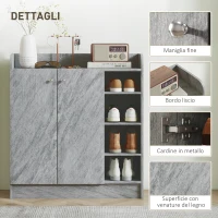 HOMCOM Scarpiera Moderna in Legno con 4 Ripiani Aperti e Armadietto per 12 Paia,, 83x30x90 cm, Grigio Cemento(m-6)