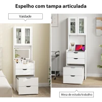 HOMCOM Toucador de Maquilhagem com Luzes LED de 3 Cores Espelho Rebatível e Banco Acolchoado 50x40x160 cm Branco(m-6)