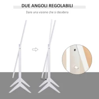 HOMCOM Specchio a Figura Intera con 4 Gambe e Angolazione Regolabile, in Legno e Vetro, 47x46x148 cm, Bianco(m-4)