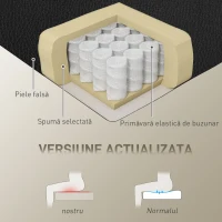 HOMCOM Scaun de birou cu suport pentru picioare și tetieră, din piele PU, spumă și metal, 76x73x117-125 cm, negru(m-4)