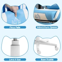 HOMCOM Sedia da Gaming Reclinabile con Poggiapiedi e Cuscini, in Finta Pelle e Spugna, 65x62x116-124 cm, Bianco e Rosa(m-8)