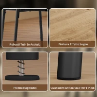 HOMCOM Set Tavolo da Pranzo Rotondo con 4 Sedie Salvaspazio in Legno e Metallo Stile Industriale(m-6)