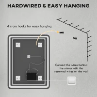 HOMCOM Oglindă de Baie LED Touch cu Lumină Dimmabilă, la 3 Temperaturi și Antiaburire, 70x90 cm(m-8)