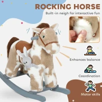 AIYAPLAY Baby Rocking Horse, Plush Animal Rocker with Realistic Sound and Toy, Rocking Toy Chair for Kids Aged 2-5, Brown(m-4)