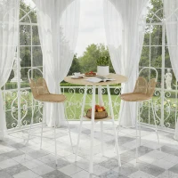 HOMCOM Mesa Alta de Cozinha Redonda com Prateleira de Armazenamento  para 2 Pessoas com Estrutura de Metal 55x55x95 cm Madeira e Branco(m-4)