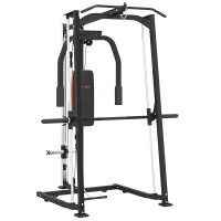 SPORTNOW 3-in-1 Smith Machine with Dual Cable Pulley System, Chest Press Station, 17-Level Squat Rack and Barbell Bar(m-1)