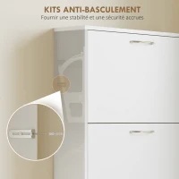 HOMCOM Meuble à chaussures 15 paires, armoire à chaussures étroite moderne avec 5 tiroirs rabattables, 65 x 17 x 180,5 cm blanc(m-5)