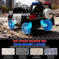 AIYAPLAY Coche Eléctrico para Niños de Policía con Mando a Distancia Motor Doble Sirena Suspensión en 4 Ruedas y Faros Blanco(m-8)